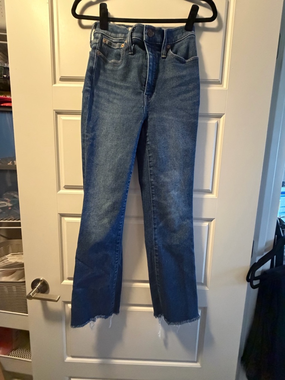 Madewell Blue Cropped High-Rise Jeans with Raw Hem